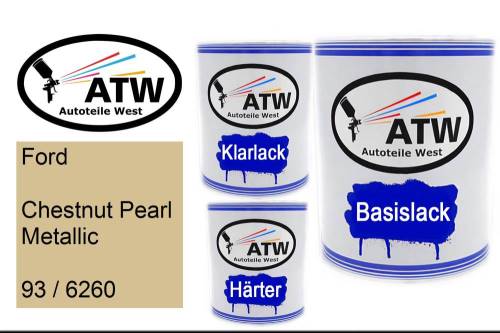 Ford, Chestnut Pearl Metallic, 93 / 6260: 1L Lackdose + 1L Klarlack + 500ml Härter - Set, von ATW Autoteile West.
